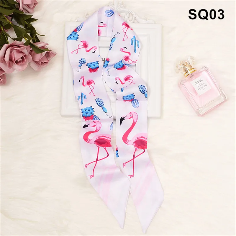 2019 Design Long Skinny Scarf New Flamingo Print Women Silk Scarf Small Handle Bag Ribbons Female Head Scarves Girls Neckerchief
2019 Design Long Skinny Scarf New Flamingo Print Women Silk Scarf Small Handle Bag Ribbons Female Head Scarves Girls Neckerchief