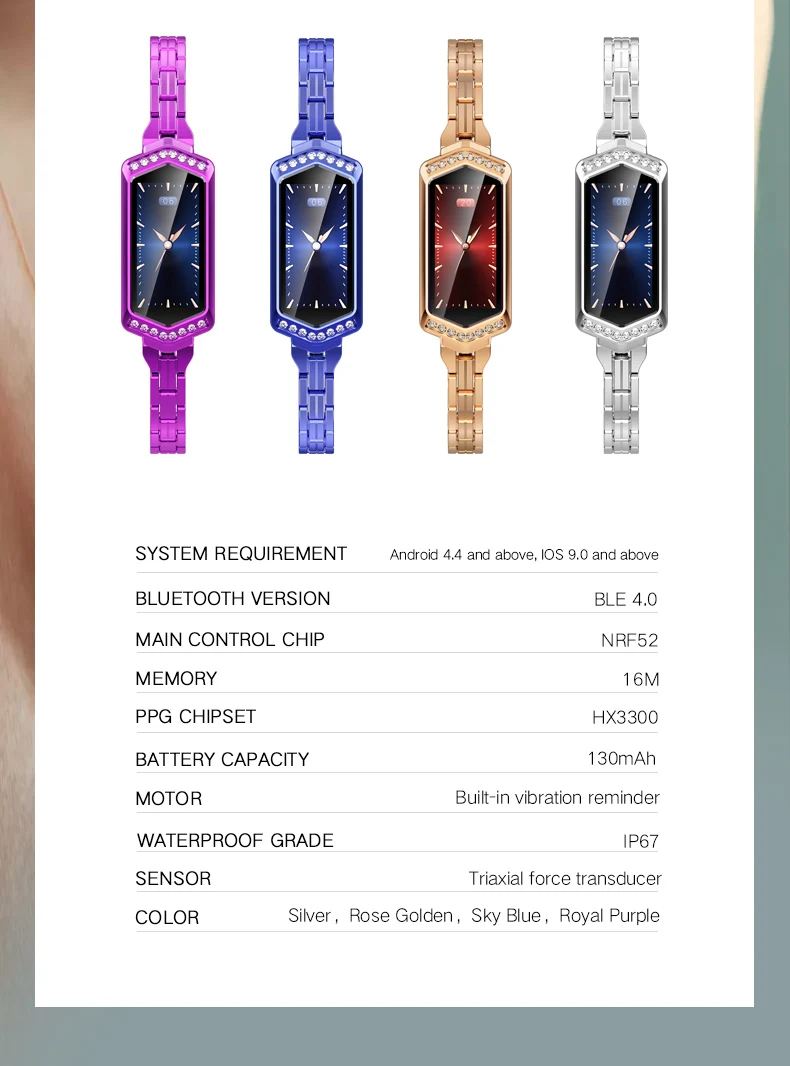 696 B78 Smart Watch Women 2019 Waterproof Heart Rate Monitoring Pedometer Bluetooth For Android IOS Fitness Bracelet Smartwatch
696 B78 Smart Watch Women 2019 Waterproof Heart Rate Monitoring Pedometer Bluetooth For Android IOS Fitness Bracelet Smartwatch