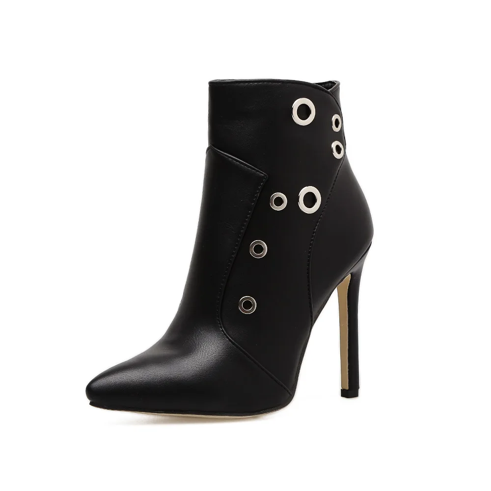 Womens Rivet Pointed Toe Zipper Side High Heels Stilettos Ankle Boots Shoes Motorcycle Black S106
Womens Rivet Pointed Toe Zipper Side High Heels Stilettos Ankle Boots Shoes Motorcycle Black S106