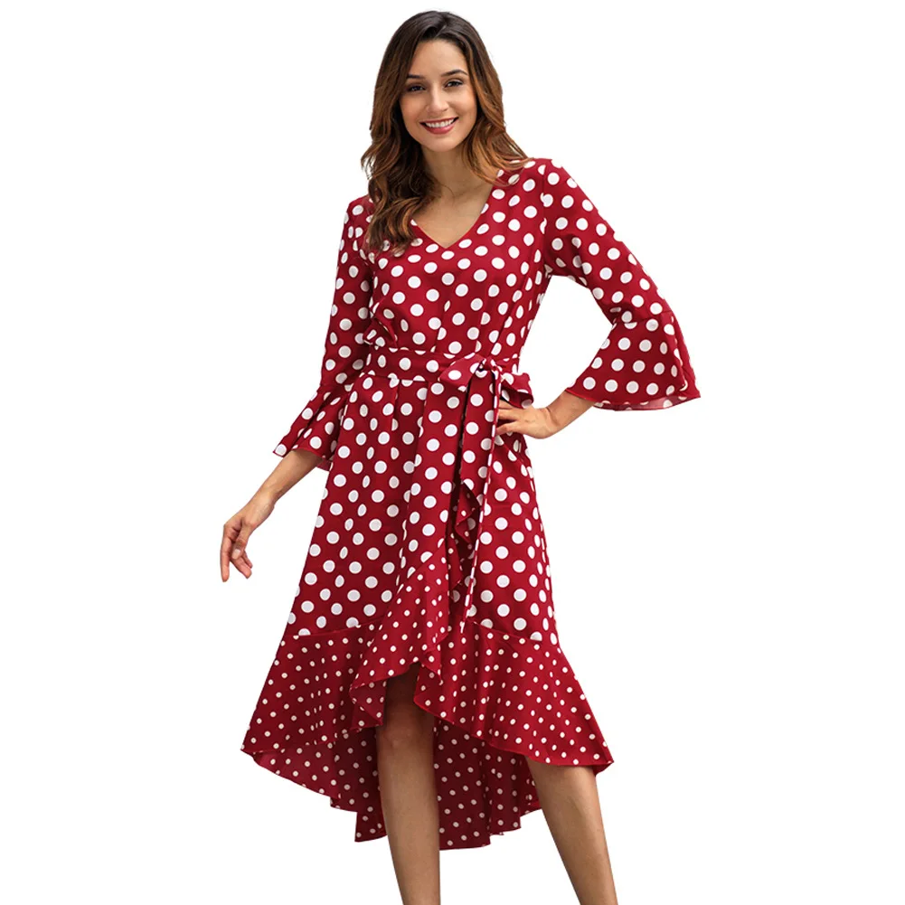 Polka Dot Plus Size Dress 2019 Spring Flare Sleeve Asymmetric V-neck Women Vintage Ruffles Patchwork Ladies Dresses Fashion
Polka Dot Plus Size Dress 2019 Spring Flare Sleeve Asymmetric V-neck Women Vintage Ruffles Patchwork Ladies Dresses Fashion