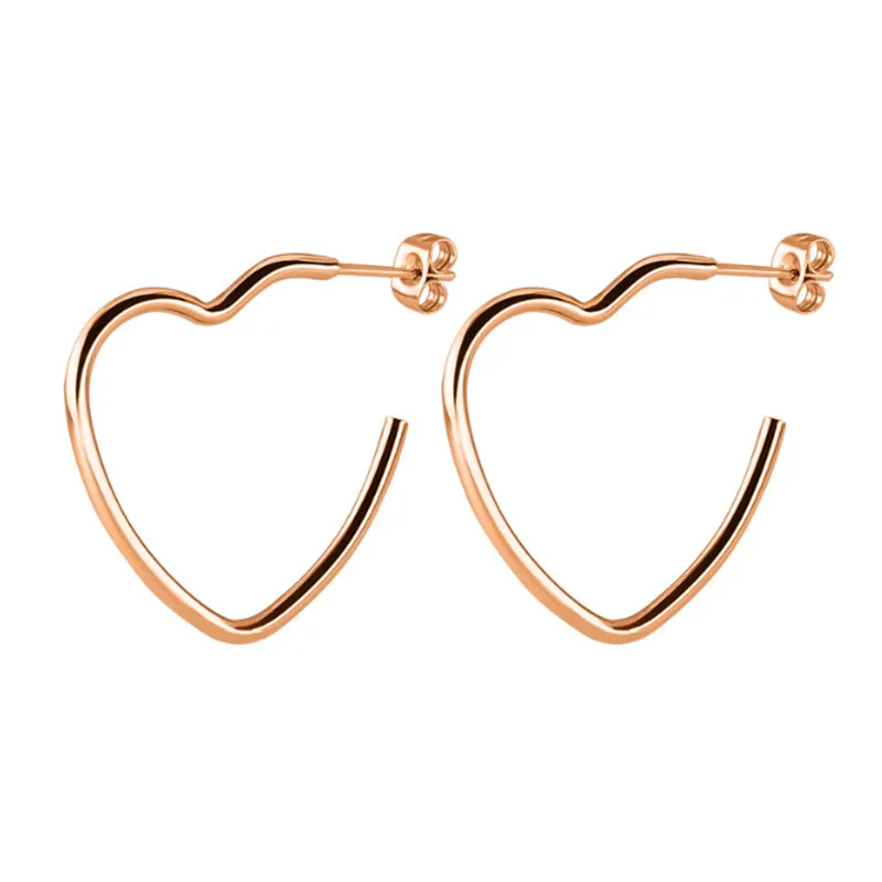 Punk Rose Gold Color Top Quality Ear Piercings For Women Stainless Steel Hollow Heart Stud Earrings Fashion Jewelry
Punk Rose Gold Color Top Quality Ear Piercings For Women Stainless Steel Hollow Heart Stud Earrings Fashion Jewelry