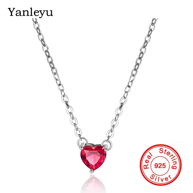 Yanleyu Romantic Rubis Jewelry Pure 925 Sterling Silver Red Crystal CZ Zircon Heart Pendant Necklace for Women Gift PN033
Yanleyu Romantic Rubis Jewelry Pure 925 Sterling Silver Red Crystal CZ Zircon Heart Pendant Necklace for Women Gift PN033