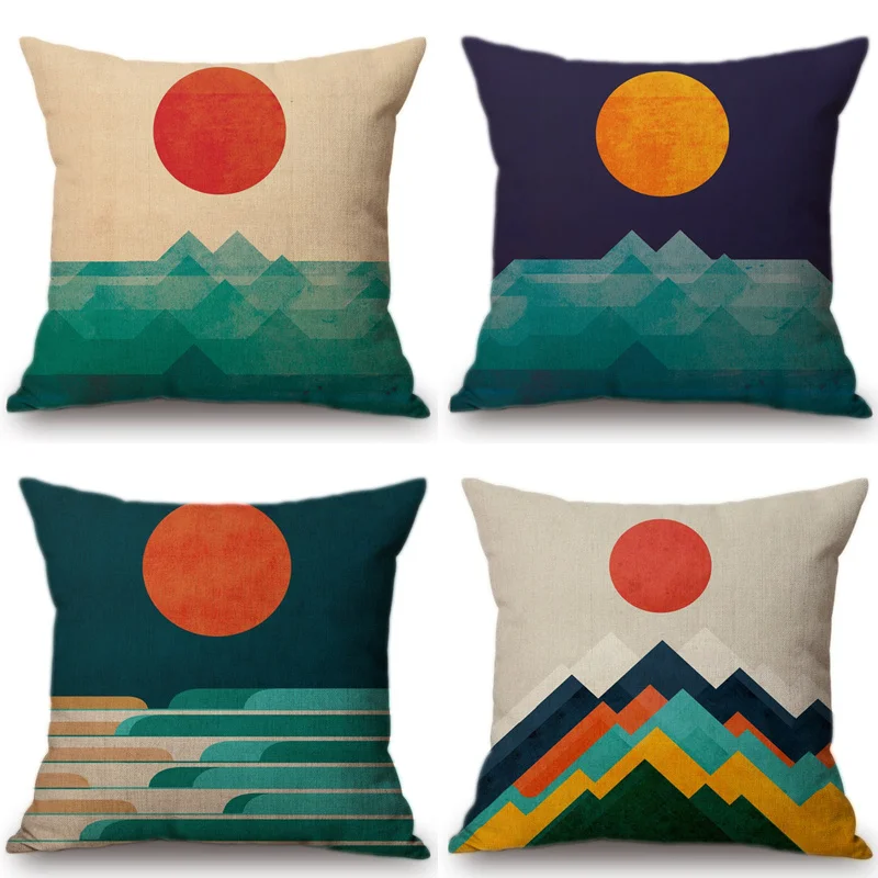 Painting Colorful Cushion Cover Sun Sunrise Cushion Cover Mountain Scenery Throw Pillow Sofa Decorative Pillows Cover Cojines
Painting Colorful Cushion Cover Sun Sunrise Cushion Cover Mountain Scenery Throw Pillow Sofa Decorative Pillows Cover Cojines