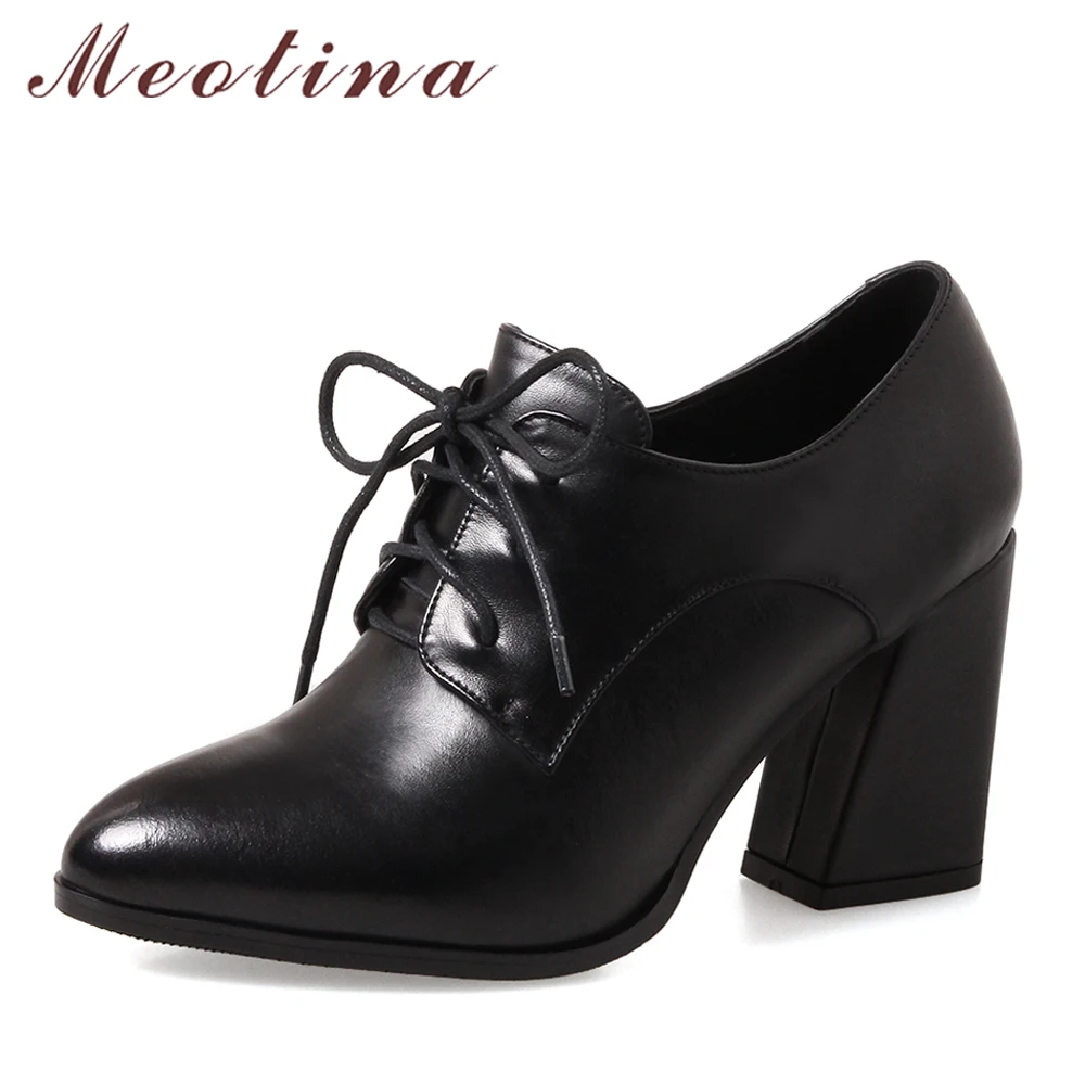 Meotina Genuine Leather Shoes Women Pumps High Heels Lace Up Ladies Shoes Black Spring Suede Thick High Heels Large Size 33-43
Meotina Genuine Leather Shoes Women Pumps High Heels Lace Up Ladies Shoes Black Spring Suede Thick High Heels Large Size 33-43