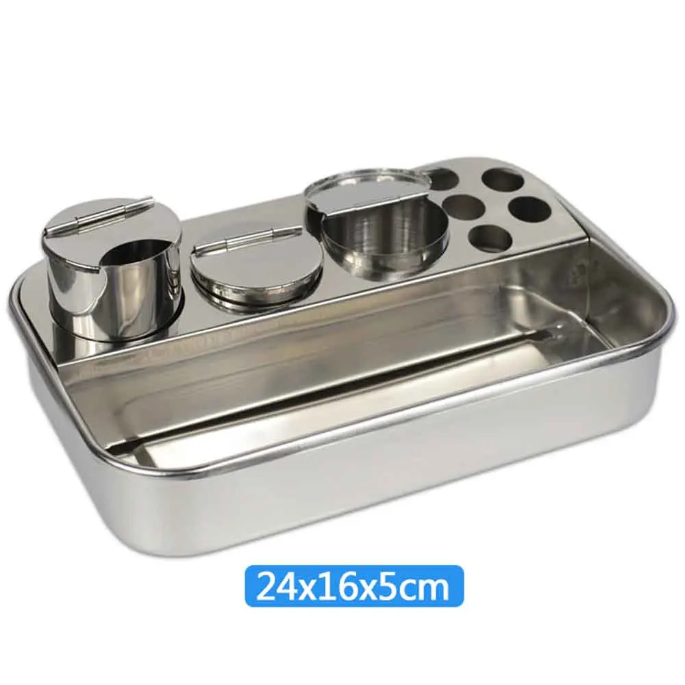 Thick Stainless Steel Dental Dressing Plate Instruments Storage Box with Bottles for Dentist Lab
Thick Stainless Steel Dental Dressing Plate Instruments Storage Box with Bottles for Dentist Lab