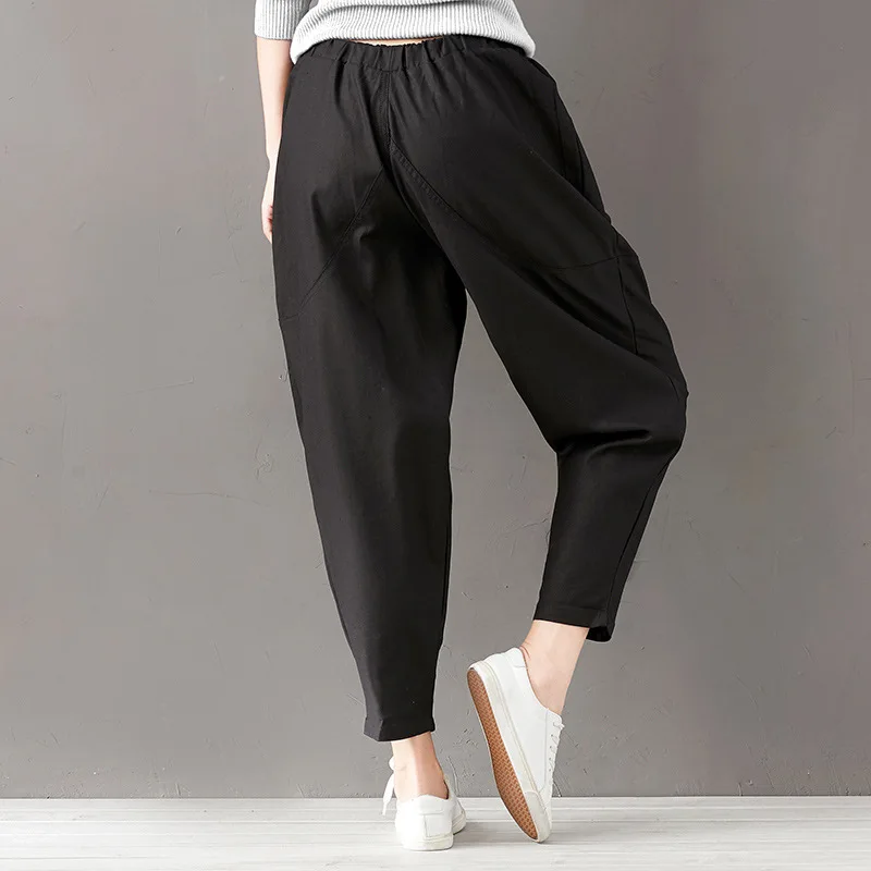 New elastic waist casual cotton and linen loose nine pants women's fashion high waist pants women
New elastic waist casual cotton and linen loose nine pants women's fashion high waist pants women