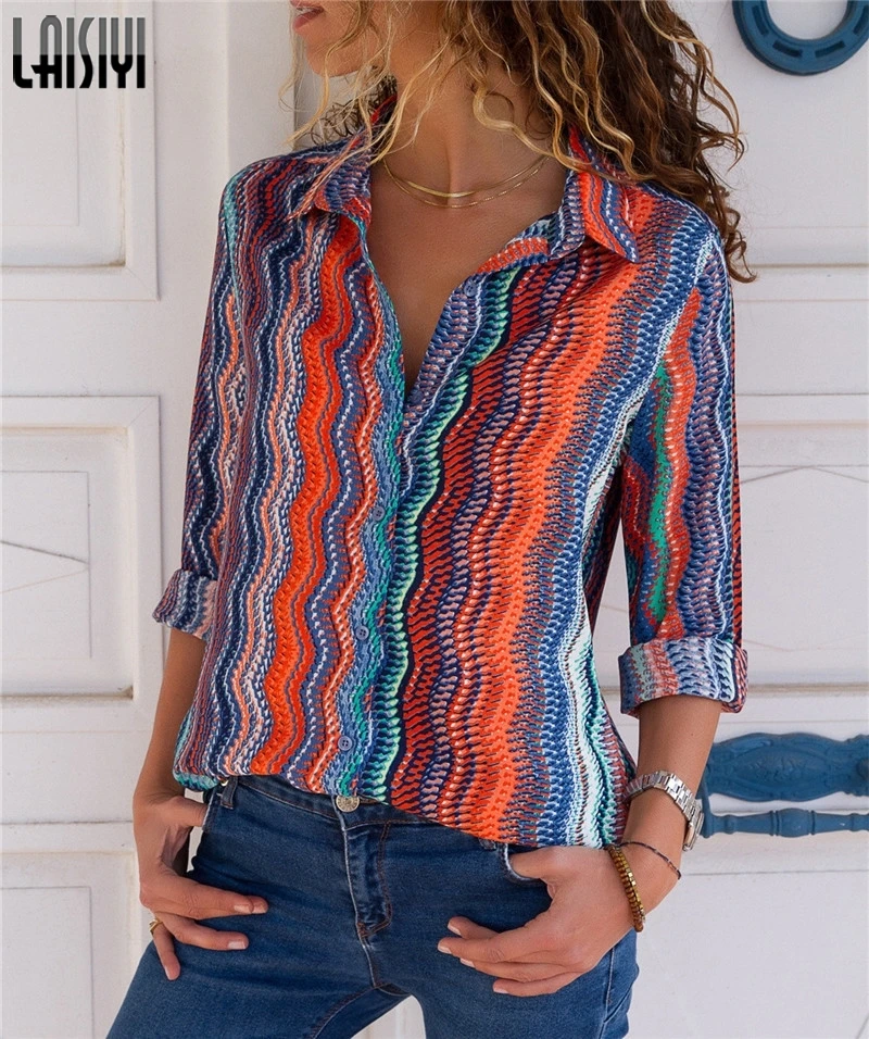 LAISIYI 2019 Women Summer Tops Turn-down Collar V Neck Long Sleeve Striped Shrits Office Lady Blouses Chiffon Blusas ASBL20483
LAISIYI 2019 Women Summer Tops Turn-down Collar V Neck Long Sleeve Striped Shrits Office Lady Blouses Chiffon Blusas ASBL20483