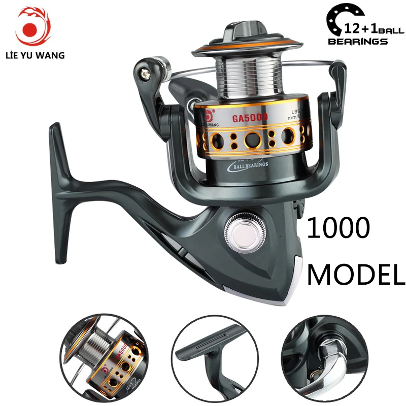 Lieyuwang 12+1BB 5.5:1 1000-7000 Left/Right Metal Body Spinning Fishing Reels Reel (1000) | Спорт и развлечения