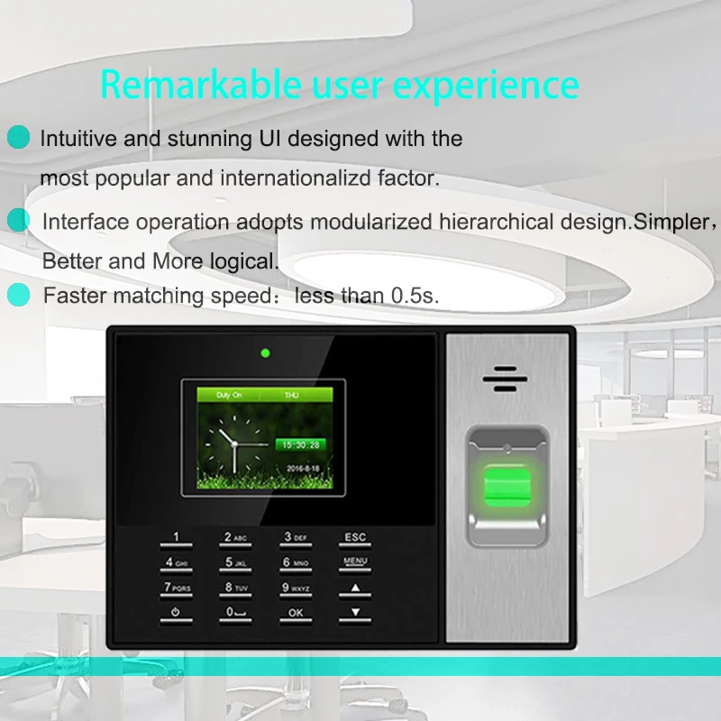 Biometric Fingerprint Time Attendance System TCP/IP Access Control Time Clock Fingerprint Reader Employee Attendance System USB
Biometric Fingerprint Time Attendance System TCP/IP Access Control Time Clock Fingerprint Reader Employee Attendance System USB