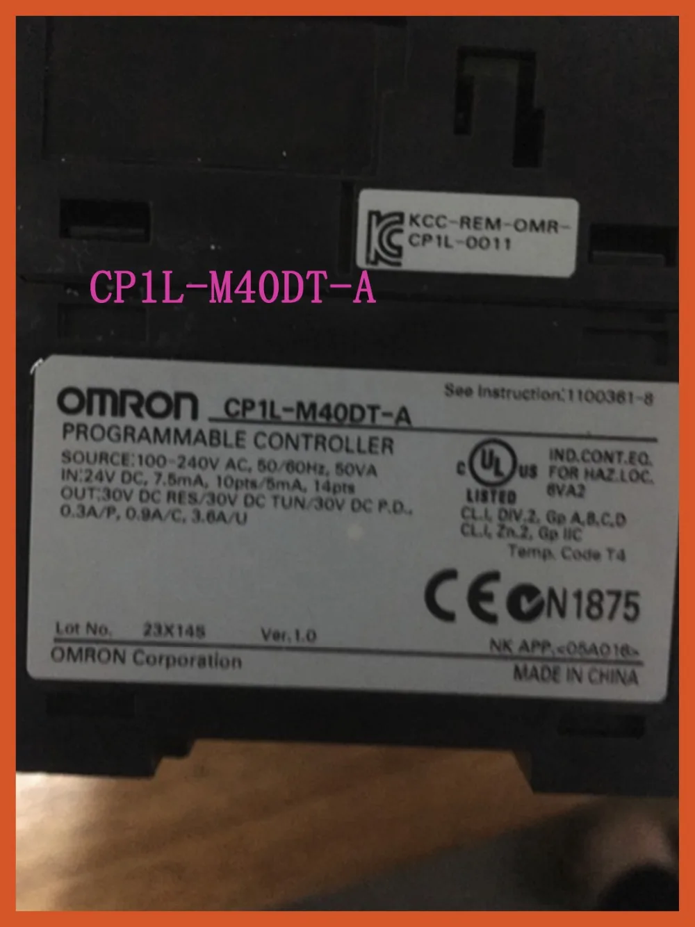 original CP1L-M40DT-A 24 DI 16 DO Transistor input 18 point transistor output 12 point PLC AC100-240V Programmable controller
original CP1L-M40DT-A 24 DI 16 DO Transistor input 18 point transistor output 12 point PLC AC100-240V Programmable controller