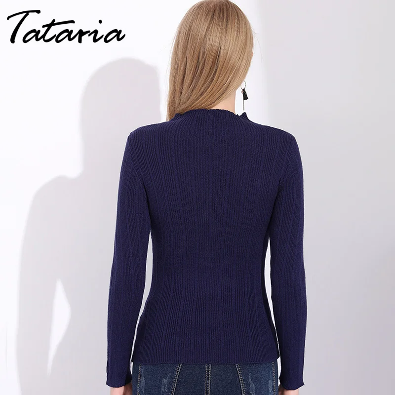 Женский базовый свитер с высоким воротом Tataria вязаный эластичный Повседневный