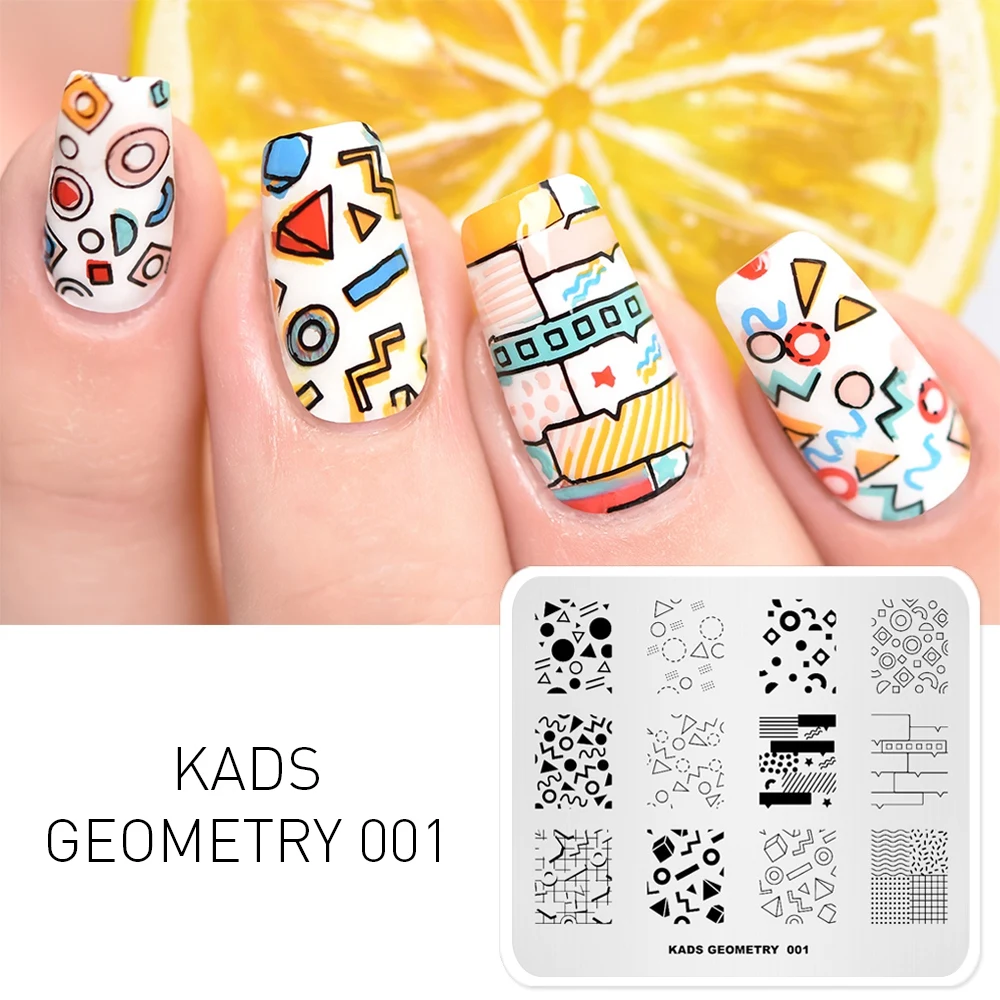 KADS Геометрия 001 Дизайн Цветной штемпель для тиснения ногтей шаблон пластины изображения милые треугольные пластины для ногтей
KADS Геометрия 001 Дизайн Цветной штемпель для тиснения ногтей шаблон пластины изображения милые треугольные пластины для ногтей