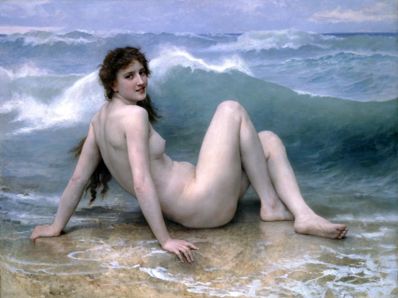 

nude canvas print posters portrait picture classical wall art Imagich Top 100 prints The Wave By William Adolphe Bouguereau