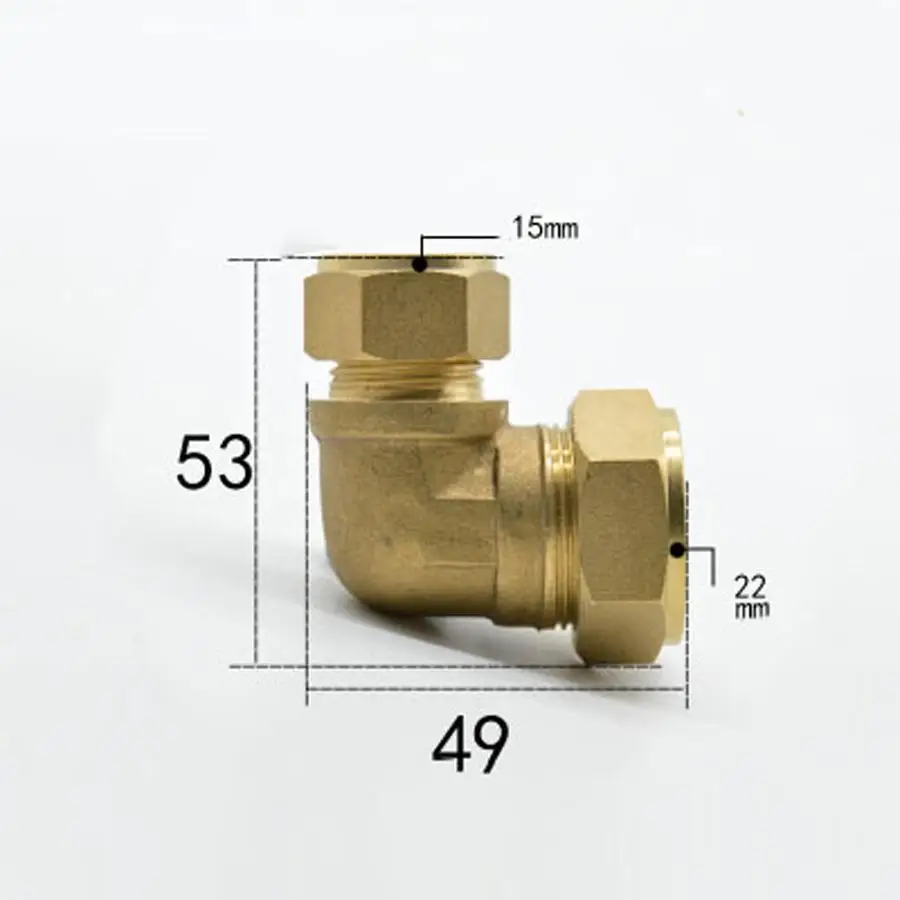 Fit Tube OD 22mm Turn to Fit Tube OD 15mm Reducer Brass Compression Fitting Union Elbow Connector
Fit Tube OD 22mm Turn to Fit Tube OD 15mm Reducer Brass Compression Fitting Union Elbow Connector