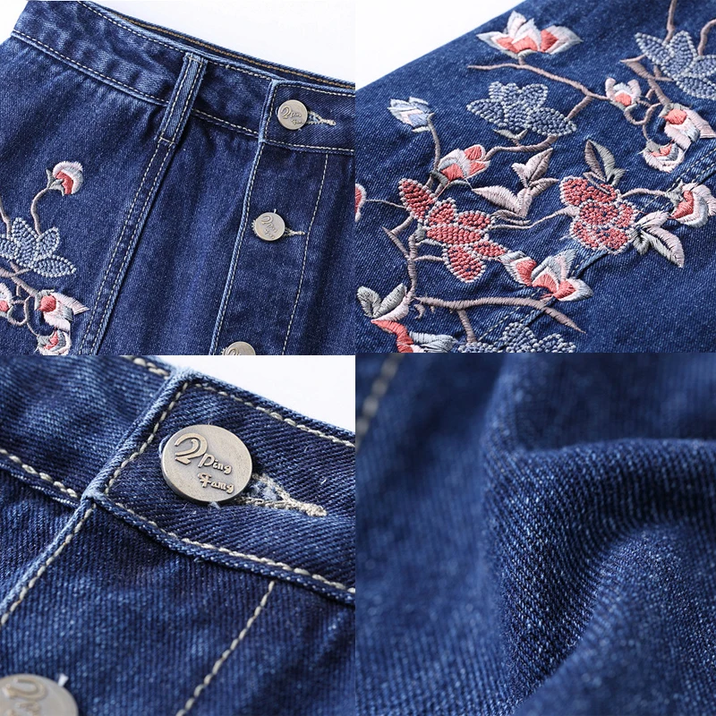 Женская джинсовая юбка ZYFPGS асимметричный джинсовый комбинезон с цветочной