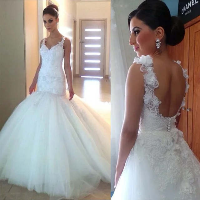 2019 V-Neck Mermaid Lace Wedding dress Plus Size Sleeveless Backless Handmade Flowers Bridal Gown Robe Mariage Vestidos de novia
2019 V-Neck Mermaid Lace Wedding dress Plus Size Sleeveless Backless Handmade Flowers Bridal Gown Robe Mariage Vestidos de novia