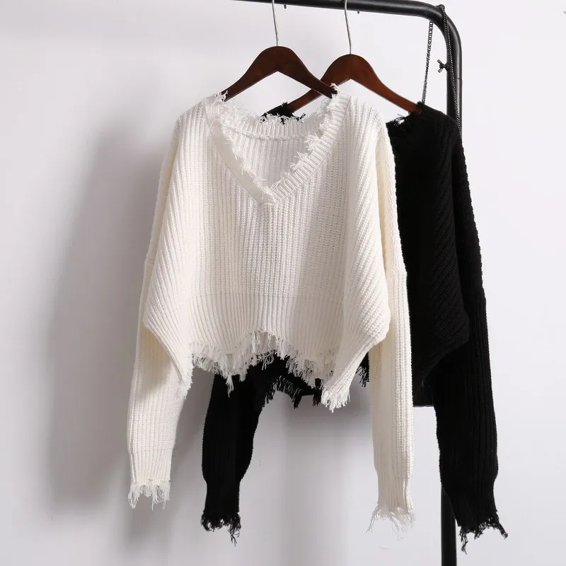 2018 Fringe Shorts Knitted Sweater Women Autumn Winter V Neck White Losse Female Jumpers Pullovers Casual Clothes Korean
2018 Fringe Shorts Knitted Sweater Women Autumn Winter V Neck White Losse Female Jumpers Pullovers Casual Clothes Korean