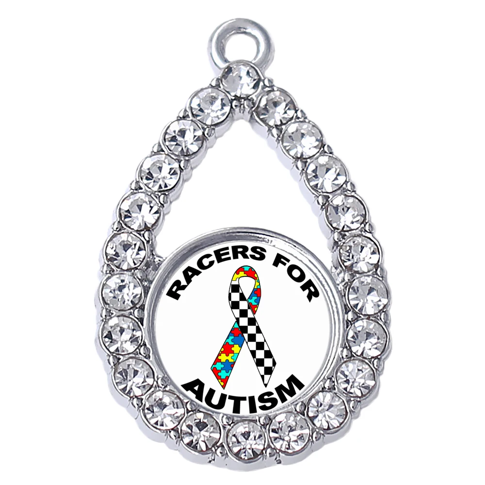 Survivor Inspire Jewelry Metal Crystal Racers Autism Ribbon Awareness Persona Charms Pendant | Украшения и аксессуары