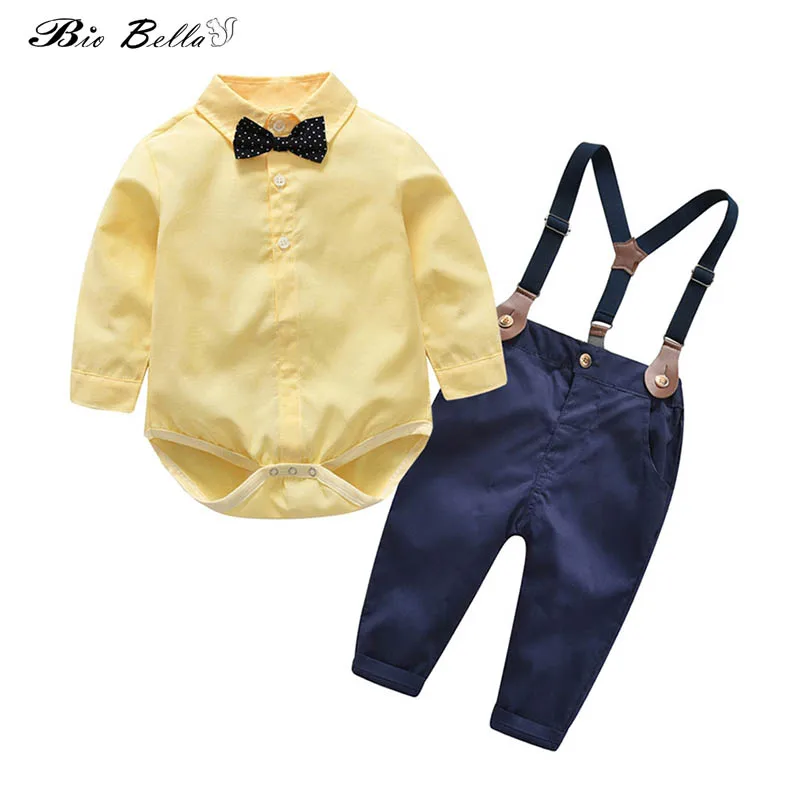 Spring Autumn Boys Clothes Set Boy Gentleman Outfits Long Sleeve Romper Bodysuit with Bow Tie+Suspenders Trousers Kids Clothing
Spring Autumn Boys Clothes Set Boy Gentleman Outfits Long Sleeve Romper Bodysuit with Bow Tie+Suspenders Trousers Kids Clothing