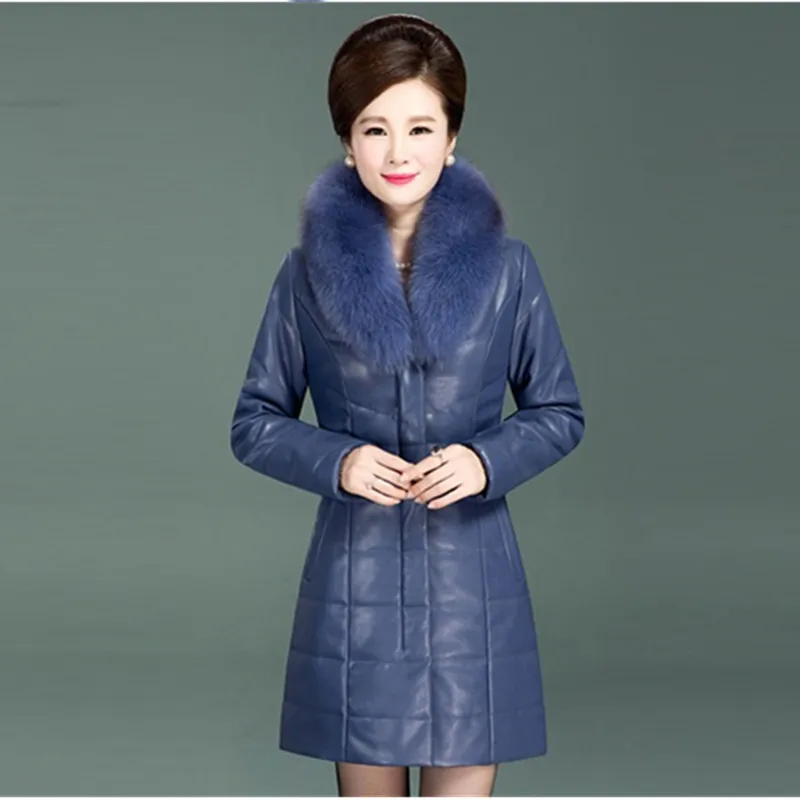 UHYTGF XL-6XL luxury PU leather Winter jacket women fashion Fur collar Thick Warm outerwear Slim long Leather jacket female 1136
UHYTGF XL-6XL luxury PU leather Winter jacket women fashion Fur collar Thick Warm outerwear Slim long Leather jacket female 1136