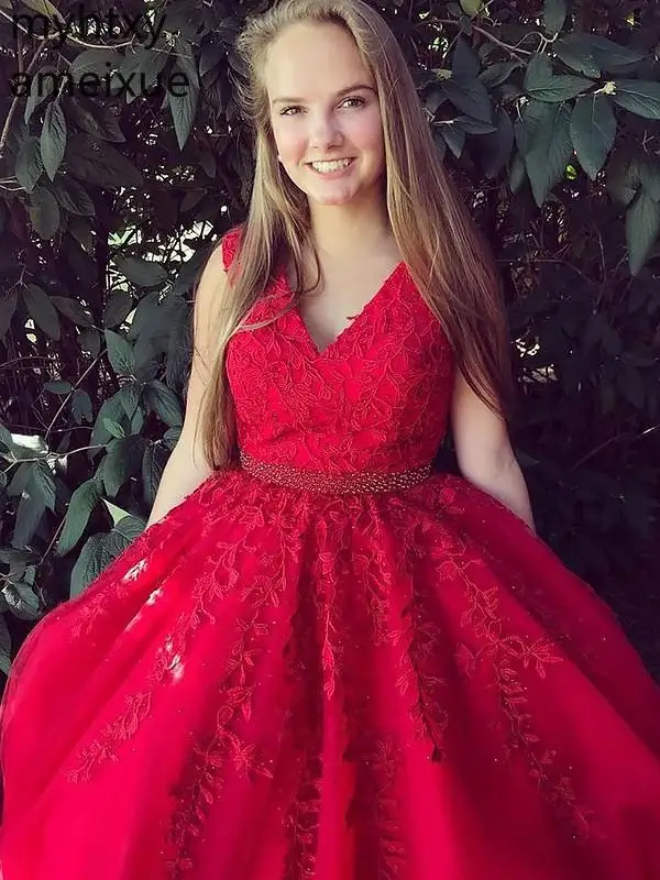 New Alluring Straps Beaded Appliques Tulle A-line Plus Size Red Evening Dresses V-Neck Party Prom Formal Gown Robe De Soiree
New Alluring Straps Beaded Appliques Tulle A-line Plus Size Red Evening Dresses V-Neck Party Prom Formal Gown Robe De Soiree