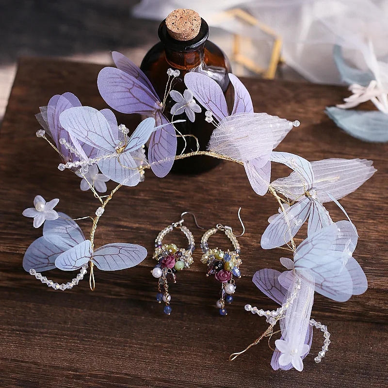crepe butterfly Flower hairbands earrings set Bride hair Jewelry women Wedding hair Accessories
crepe butterfly Flower hairbands earrings set Bride hair Jewelry women Wedding hair Accessories