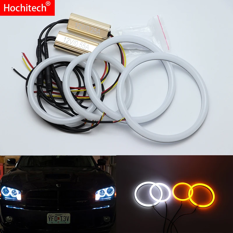 Для Dodge Charger 2005 2010 белый и янтарный двухцветный хлопок комплект светодиодов глаза