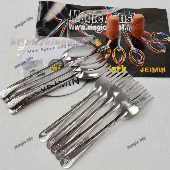 Wholesale 5pcs each lot Mani Spoon and Fork with Gimmick DVD close up magic magic sets magic tricks magic toys
Wholesale 5pcs each lot Mani Spoon and Fork with Gimmick DVD close up magic magic sets magic tricks magic toys