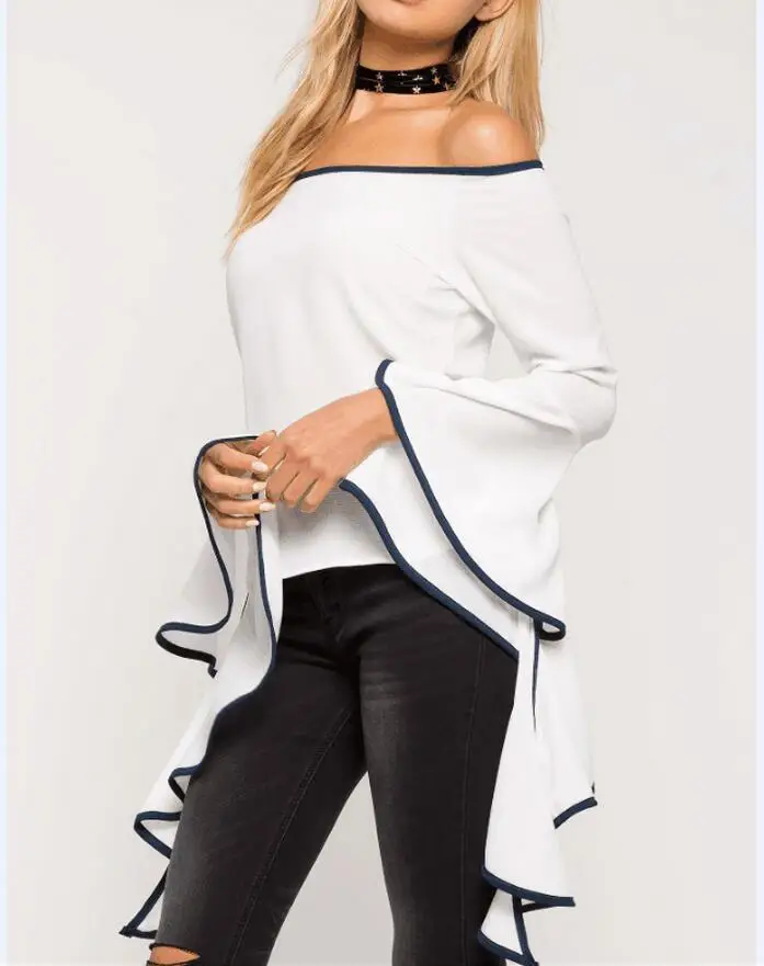 Off shoulder White women blouses Summer Sexy elegant butterfly sleeve blouse shirt Causal cool blouse blusas
Off shoulder White women blouses Summer Sexy elegant butterfly sleeve blouse shirt Causal cool blouse blusas