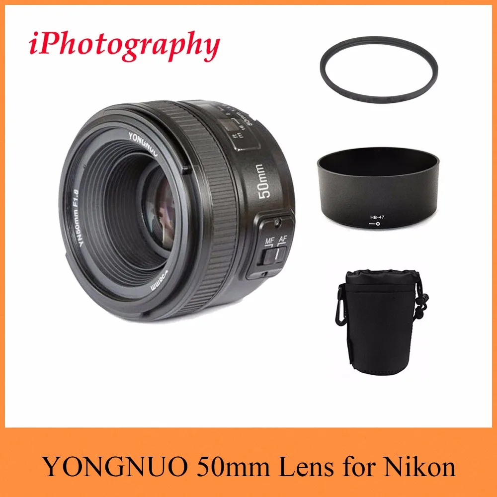 YONGNUO Lens YN 50mm f/1.8 AF MF Lens + Lens Hood + UV Filter + Lens Case Set Auto Focus for Nikon Camera AS AF-S 50mm 1.8G
YONGNUO Lens YN 50mm f/1.8 AF MF Lens + Lens Hood + UV Filter + Lens Case Set Auto Focus for Nikon Camera AS AF-S 50mm 1.8G
