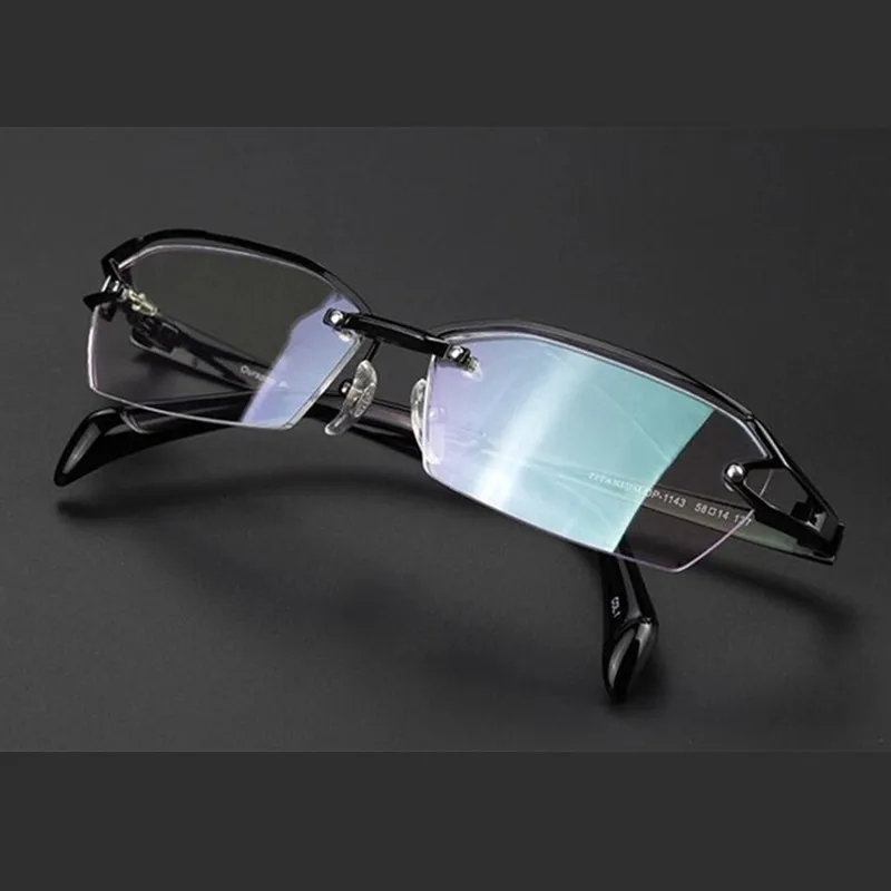 

100% чистый титан, полуоправа, светильник, оправа для очков, близорукость, для мужчин и женщин, черные оптические очки Rx able 177