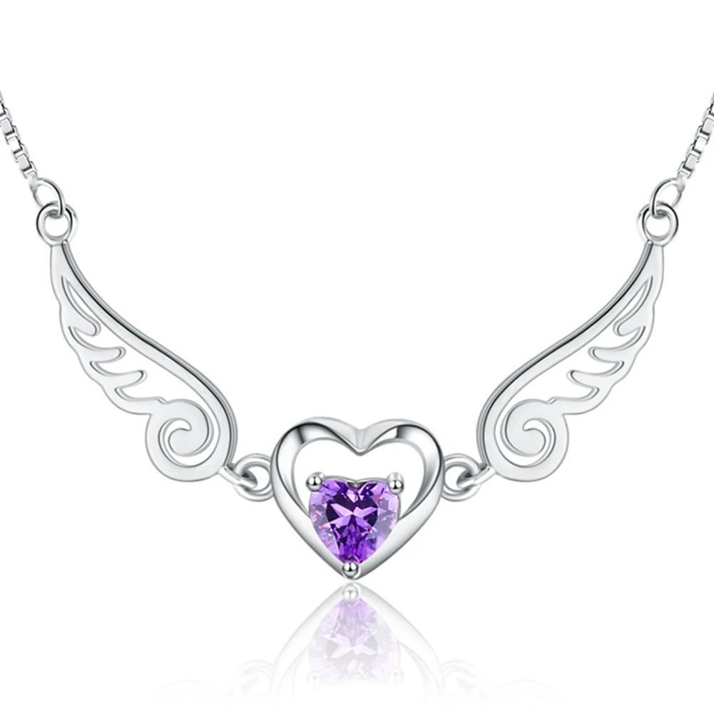 Angel Wings Necklace Pure Silver 925 Jewelry Romantic Purple Crystal Heart Necklaces For Women Sterling-Silver-Jewelry Necklace
Angel Wings Necklace Pure Silver 925 Jewelry Romantic Purple Crystal Heart Necklaces For Women Sterling-Silver-Jewelry Necklace