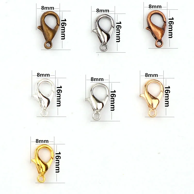 New Mixed Color 16x8mm Gold&Silver&Copper&White K Lobster Clasps Hook Component DIY Jewelry Bracelet Making Accessories
New Mixed Color 16x8mm Gold&Silver&Copper&White K Lobster Clasps Hook Component DIY Jewelry Bracelet Making Accessories