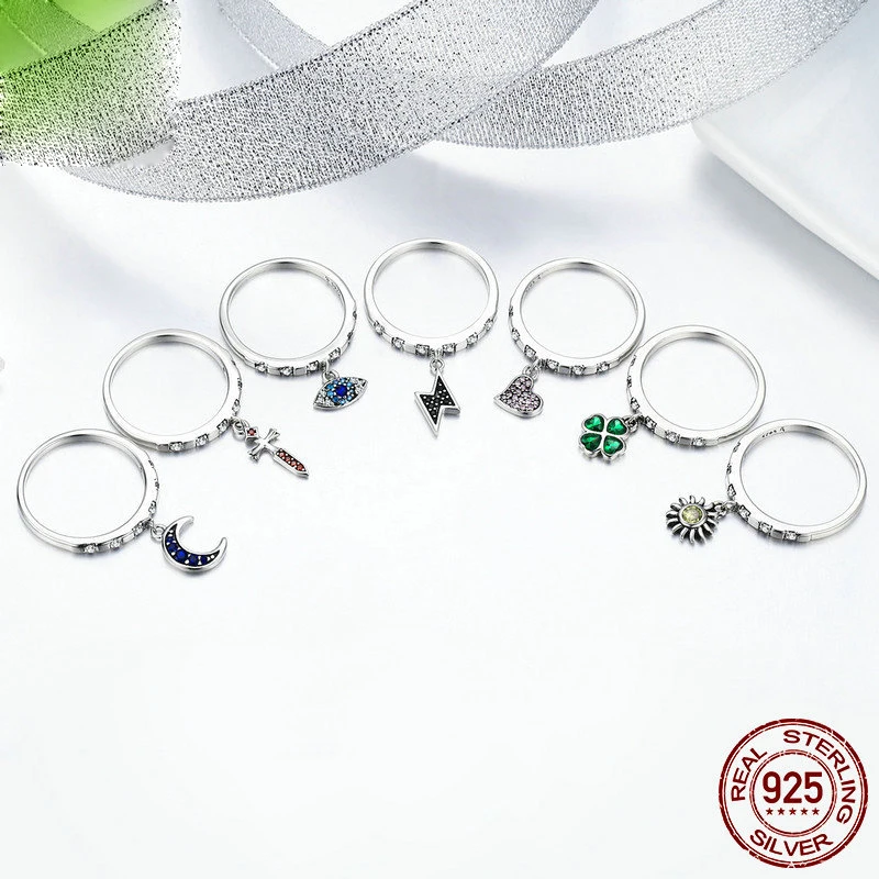 DOYUBO Authentic 925 Sterling Silver Weekend Rings For Women With Cubic Zircon Flower/Heart/Cross/Moon Individuality Ring AGB002
DOYUBO Authentic 925 Sterling Silver Weekend Rings For Women With Cubic Zircon Flower/Heart/Cross/Moon Individuality Ring AGB002