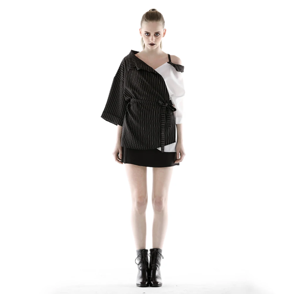 Punk Women Striped Chiffon Blouse Sexy V Neck Long Sleeve Patchwork Shirts Loose Long Casual Blouse Tops
Punk Women Striped Chiffon Blouse Sexy V Neck Long Sleeve Patchwork Shirts Loose Long Casual Blouse Tops