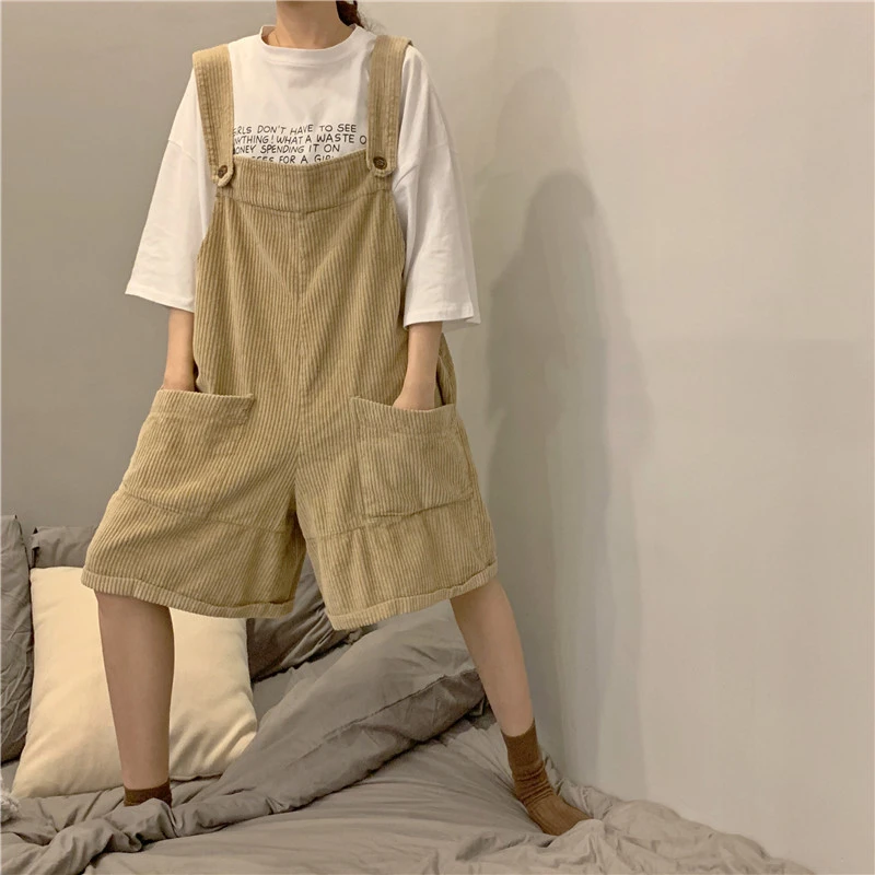 Harajuku High Waist Corduroy Jumpsuit Women Overalls Street Vintage Loose Pockets Cargo Shorts Korean Fashion Black Girl Rompers
Harajuku High Waist Corduroy Jumpsuit Women Overalls Street Vintage Loose Pockets Cargo Shorts Korean Fashion Black Girl Rompers