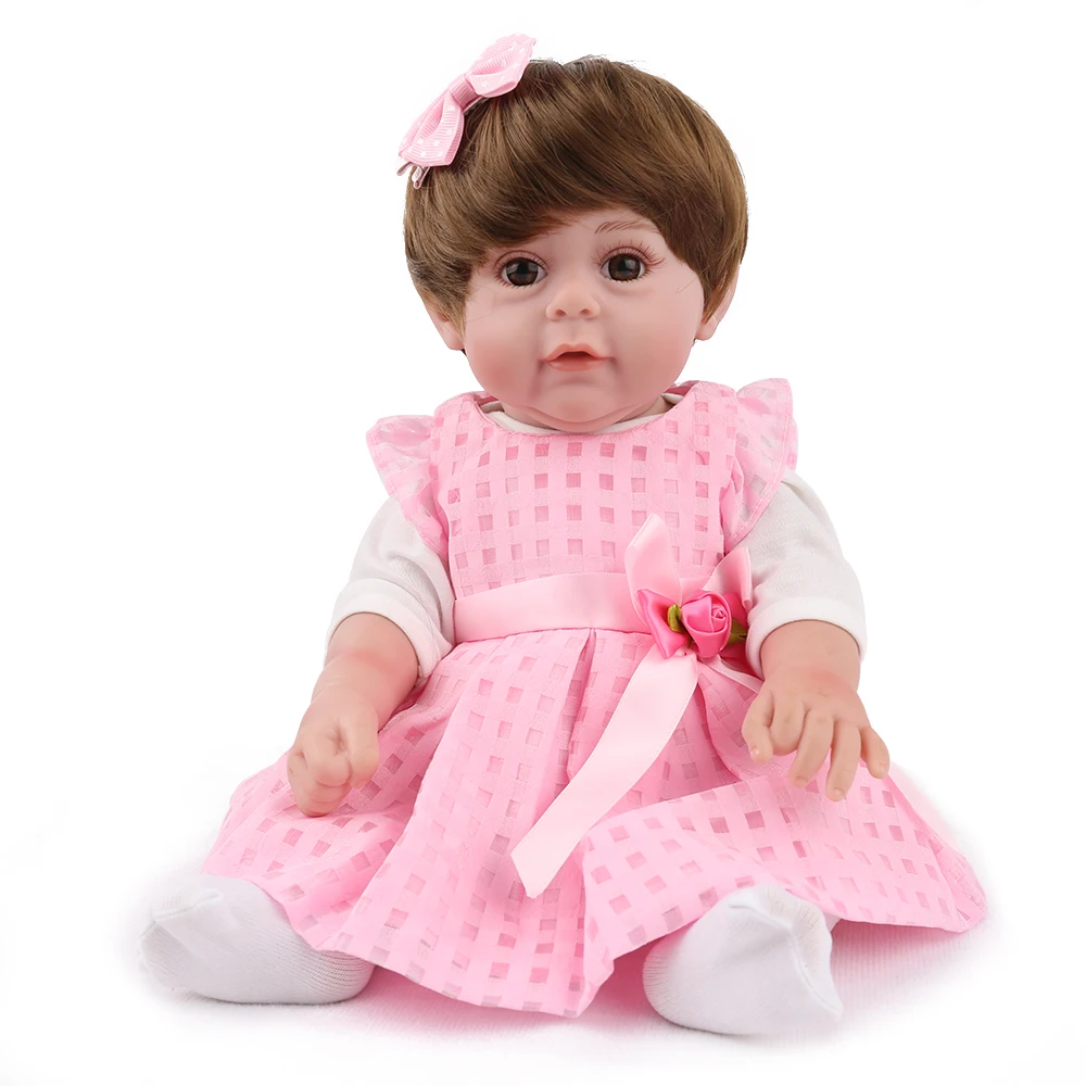 43cm Reborn Baby Doll Beautiful brown eyes Newborn Dolls in pink princess dress Fashion Girls Toys For Children Playmates Gift
43cm Reborn Baby Doll Beautiful brown eyes Newborn Dolls in pink princess dress Fashion Girls Toys For Children Playmates Gift