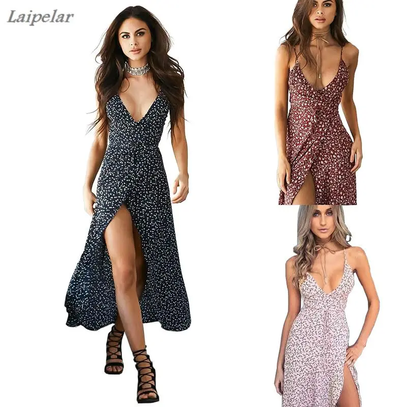 Summer Women Sling Floral Dress Sexy Deep V-neck Printing High Split Maxi Dress Fashion Bohemia Female Harness Long Dress
Summer Women Sling Floral Dress Sexy Deep V-neck Printing High Split Maxi Dress Fashion Bohemia Female Harness Long Dress