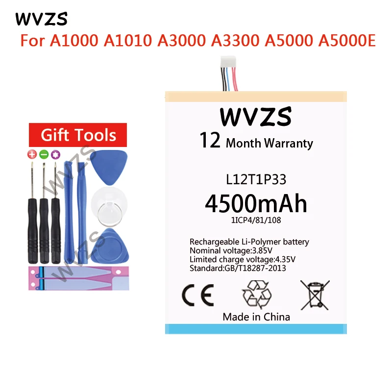 Wvzs 4500 мА/ч литий-poplymer Батарея L12T1P33 для lenovo 7 "A1000 A1000-T A1000-L A1010 A3000 A3000-H A3300 A3300-T A5000