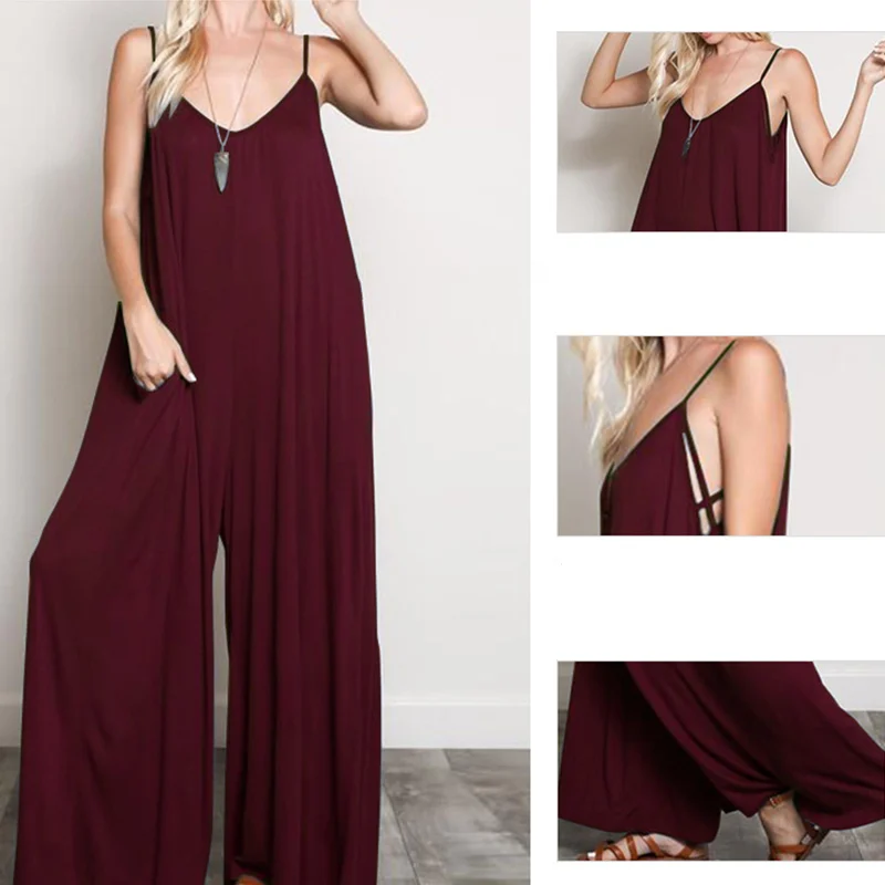 Sexy V Neck Sleeveless Jumpsuit For Women Summer Loose Sling Plus Size Jumpsuits Ladies 2021 Solid Wide Leg Pants Overalls Woman
Sexy V Neck Sleeveless Jumpsuit For Women Summer Loose Sling Plus Size Jumpsuits Ladies 2021 Solid Wide Leg Pants Overalls Woman