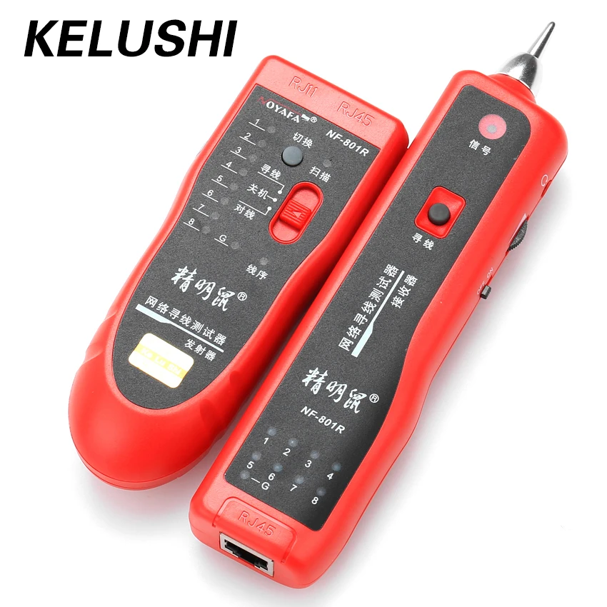 KELUSHI Cable finder NF-801R Multipurpose network LAN Cable Tracker Wire Toner Open Tracer Tester Red support RJ-11 RJ-45
KELUSHI Cable finder NF-801R Multipurpose network LAN Cable Tracker Wire Toner Open Tracer Tester Red support RJ-11 RJ-45