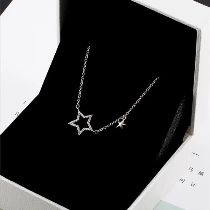 Temperament Fashion Microstrip Star Necklace Pendant 925 Sterling Silver Jewelry Not Allergic Exquisite Necklaces N070 | Украшения и