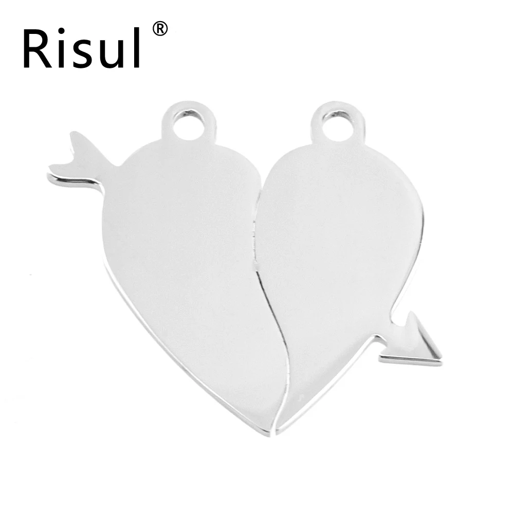 Risul Lover's half heart Split Heart Arrow 2 in 1 Pendants for engrave print style Mirror polish Stainless steel wholesale 10pcs
Risul Lover's half heart Split Heart Arrow 2 in 1 Pendants for engrave print style Mirror polish Stainless steel wholesale 10pcs