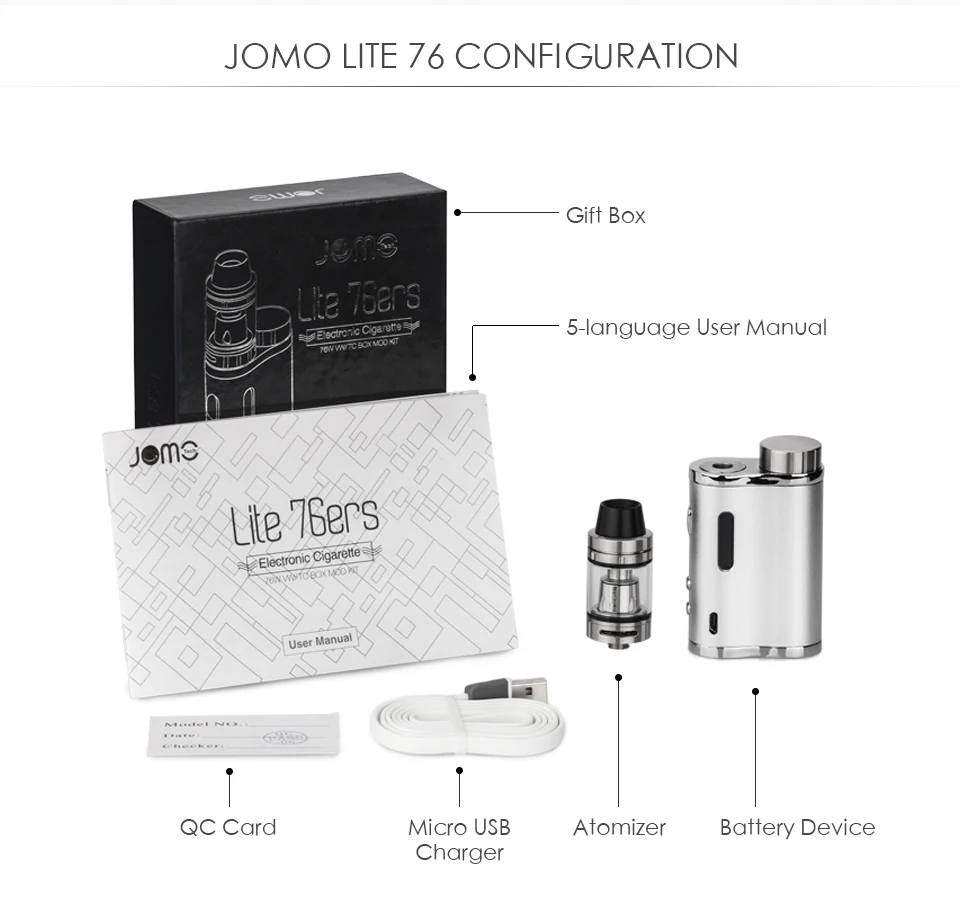 Original 76W 18650 Battery E Cigarette Kit 0.5Ohm 2ml Vaporizer Electronic Cigarette Kits Lite 76w Box Mod
Original 76W 18650 Battery E Cigarette Kit 0.5Ohm 2ml Vaporizer Electronic Cigarette Kits Lite 76w Box Mod