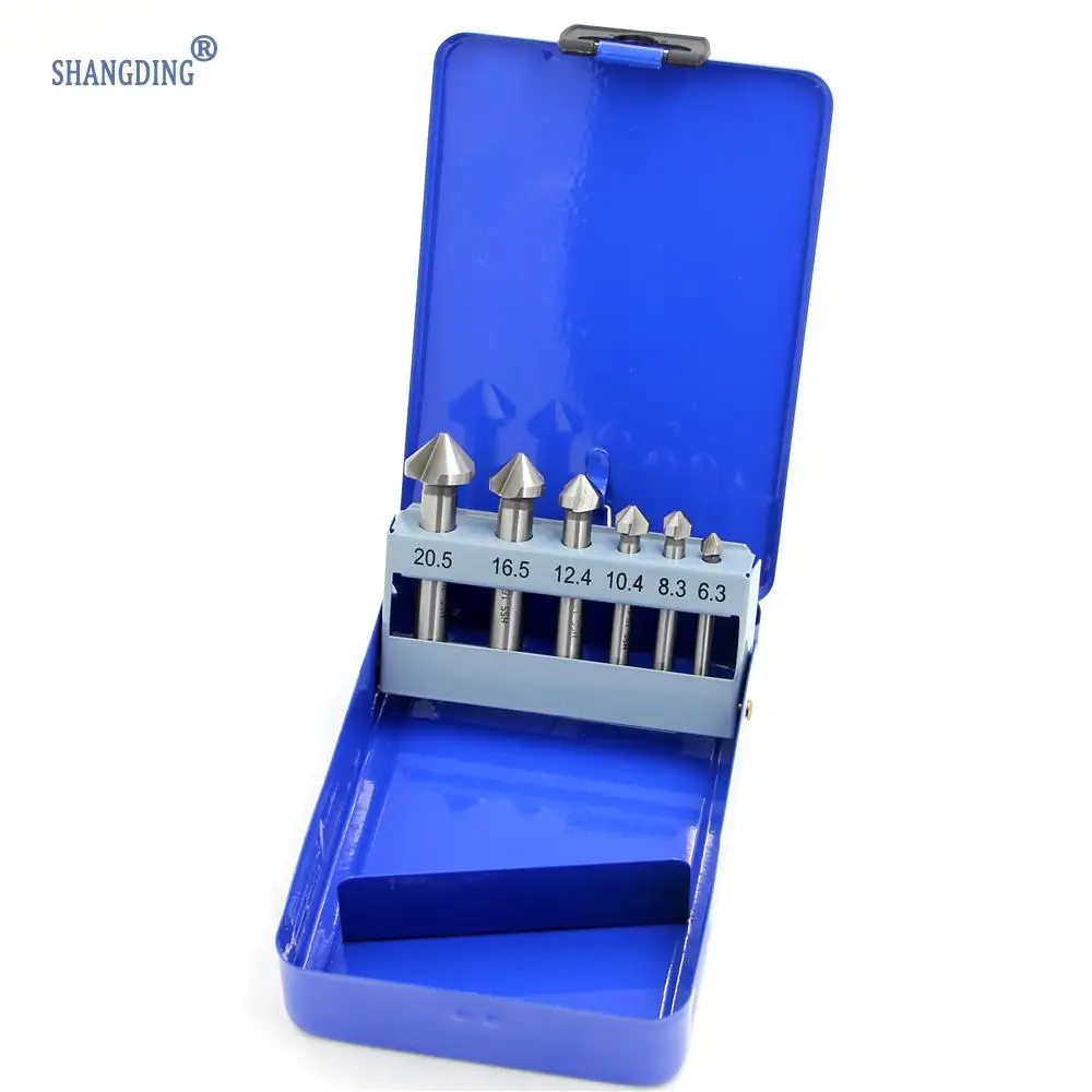 straight shank 6pcs/Set 3 Flute HSS Hard Metals Titanium Three Edge Chamfer Chamfering Cutter Countersink Drill Bit in Tin box
straight shank 6pcs/Set 3 Flute HSS Hard Metals Titanium Three Edge Chamfer Chamfering Cutter Countersink Drill Bit in Tin box