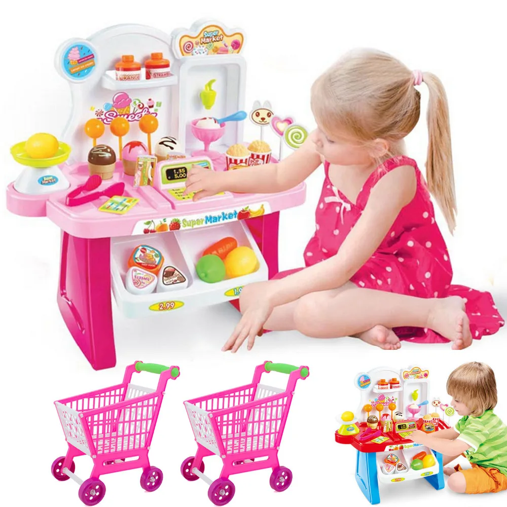 Cute Kids Simulation Supermarket Cash Register Miniature House Checkstand Pretend Toy Brinquedo Playset Kit with A Shopping Cart
Cute Kids Simulation Supermarket Cash Register Miniature House Checkstand Pretend Toy Brinquedo Playset Kit with A Shopping Cart