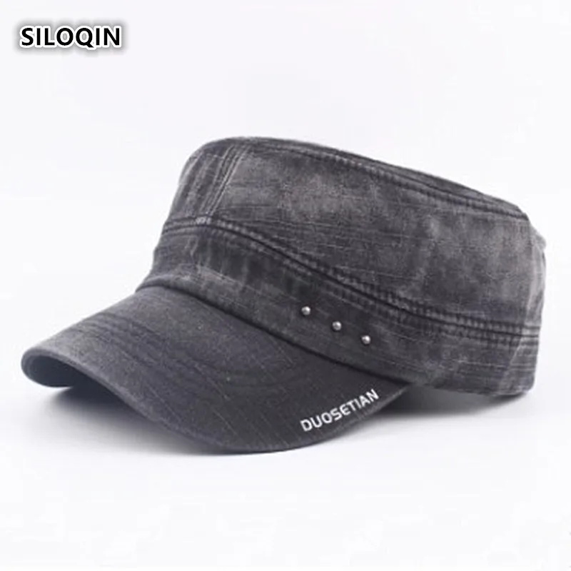 SILOQIN Summer Men's Korean Cotton Military Hats Adjustable Vintage Canvas Flat-top Tongue Cap Wild Fashion Travel Sun Hat
SILOQIN Summer Men's Korean Cotton Military Hats Adjustable Vintage Canvas Flat-top Tongue Cap Wild Fashion Travel Sun Hat