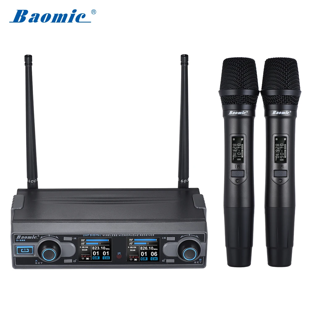 Baomic D-332 Двухканальный UHF Цифровой Беспроводной ручной микрофон Системы 2 микрофона-1 шт., приемник 6,35 мм аудио кабель
Baomic D-332 Двухканальный UHF Цифровой Беспроводной ручной микрофон Системы 2 микрофона-1 шт., приемник 6,35 мм аудио кабель