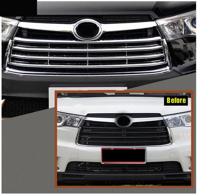 Для toyota HIGHLANDER KLUGER 2014 2015 Хромированная передняя сетчатая решетка для гриля