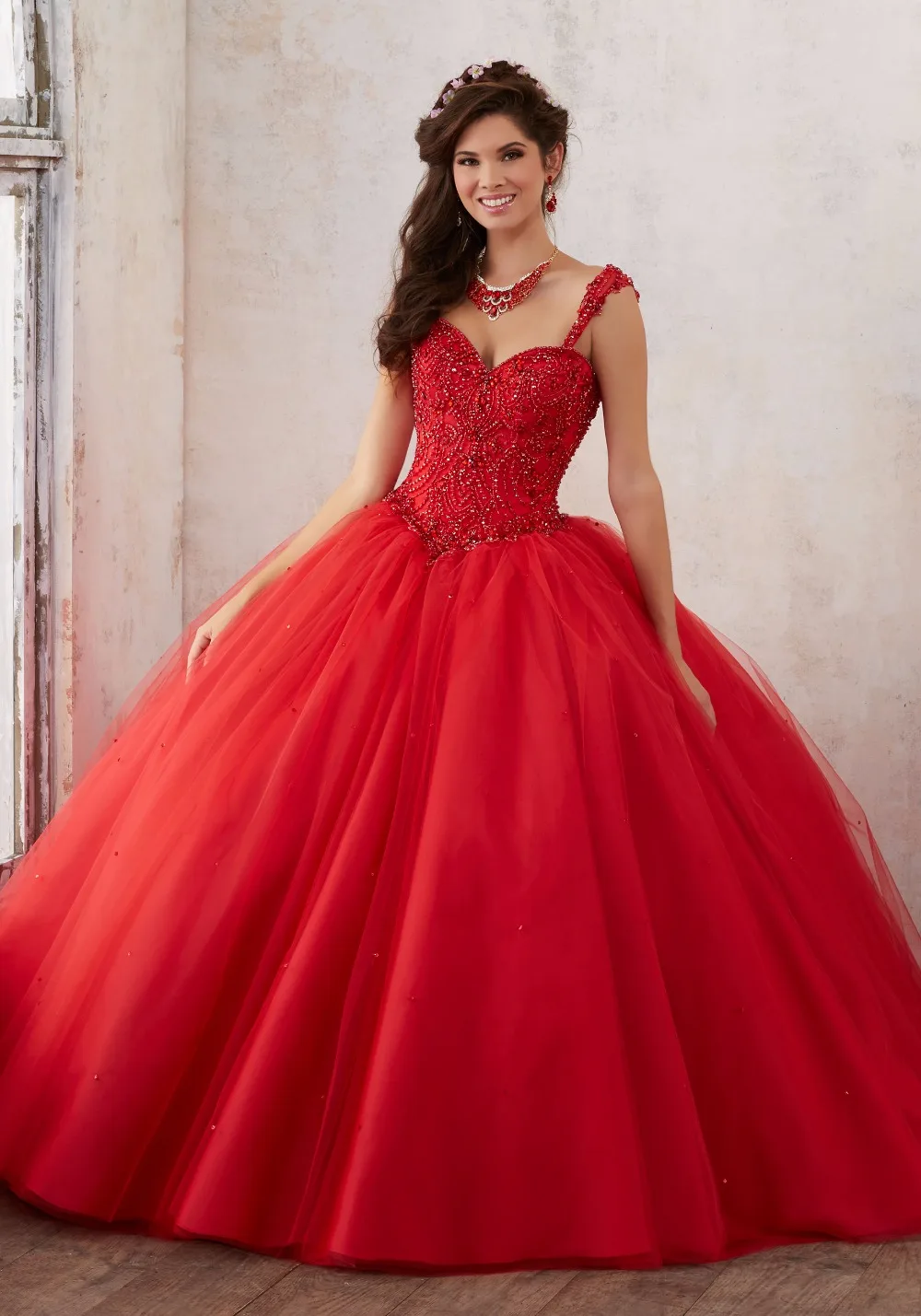 Новое поступление красное платье Quinceanera 2020 платья из тюля на тонких бретельках с